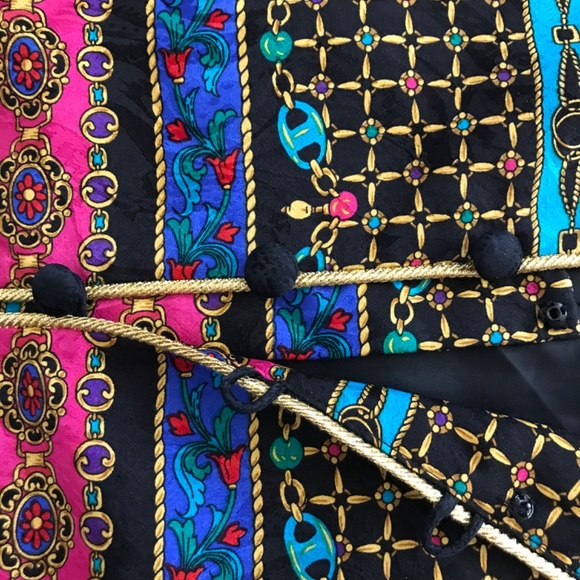 ADRIANNA PAPELL Safe Silk Evening Jacket Blazer Button Front Gold Detail Size 10 - Picture 6 of 16